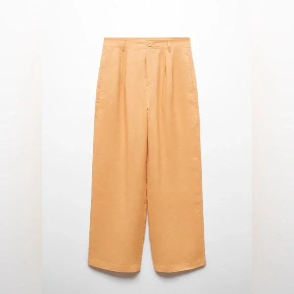 Mango Wide Leg Orange Pants for Women - Picture 3 of 11